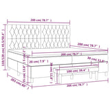 Sommier à lattes de lit avec matelas Gris foncé 200x200cm Tissu