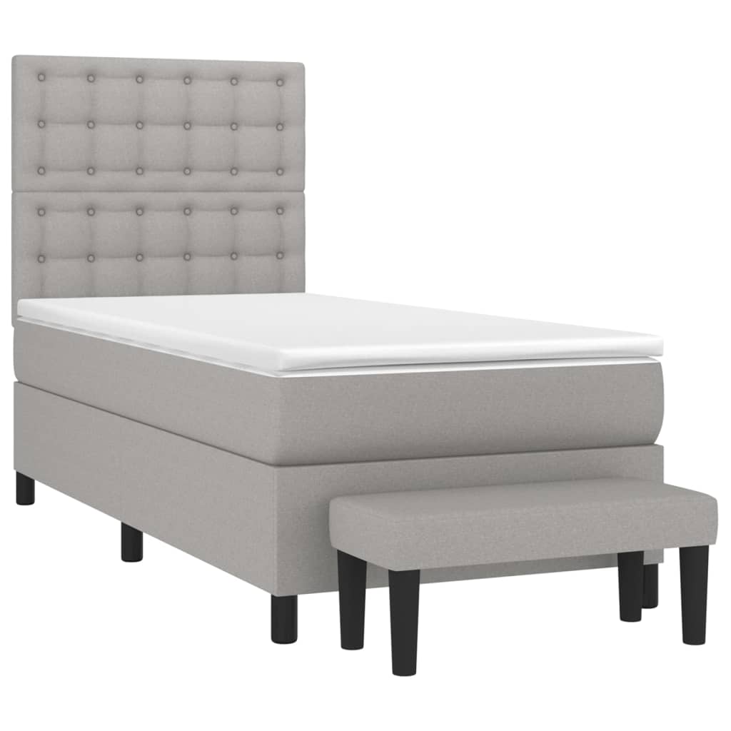 Sommier à lattes de lit avec matelas Gris clair 80x200 cm Tissu