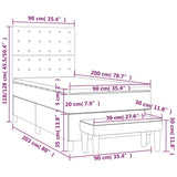 Sommier à lattes de lit avec matelas Gris clair 90x200 cm Tissu