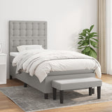 Sommier à lattes de lit avec matelas Gris clair 90x200 cm Tissu