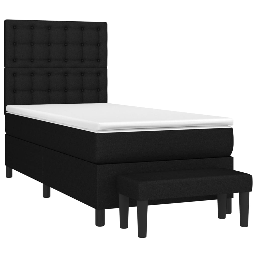 Sommier à lattes de lit avec matelas Noir 90x200 cm Tissu