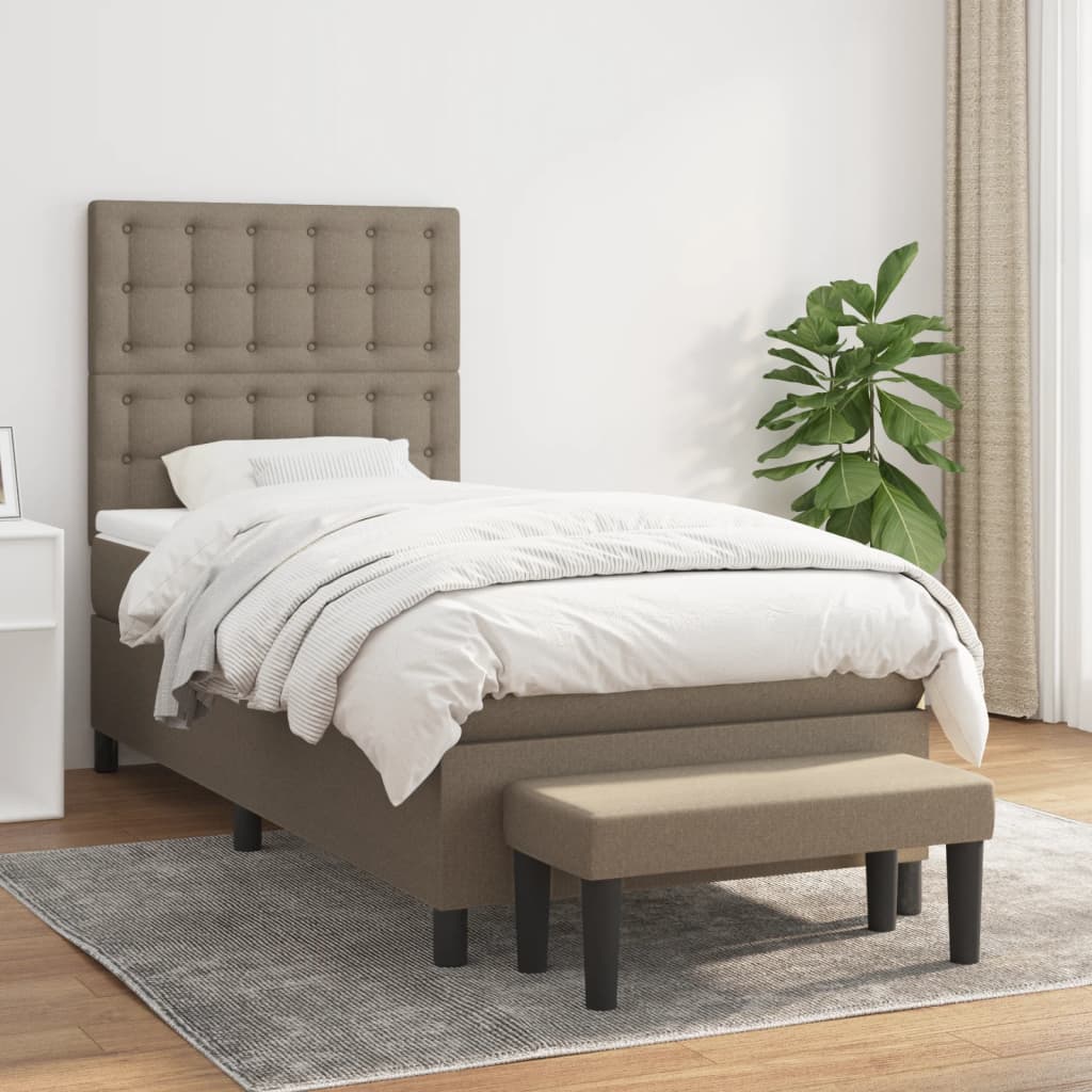 Sommier à lattes de lit avec matelas Taupe 90x200 cm Tissu