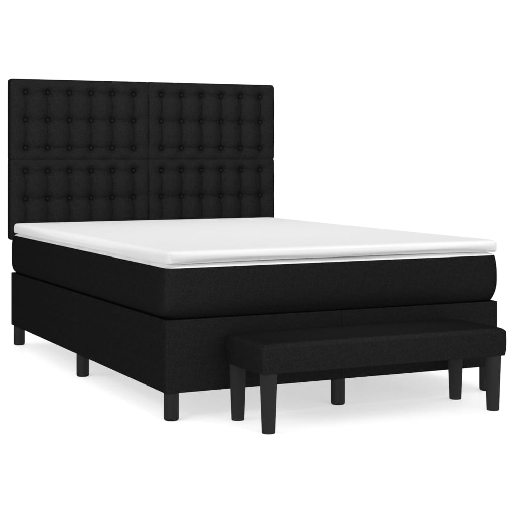 Sommier à lattes de lit avec matelas Noir 140x190 cm Tissu