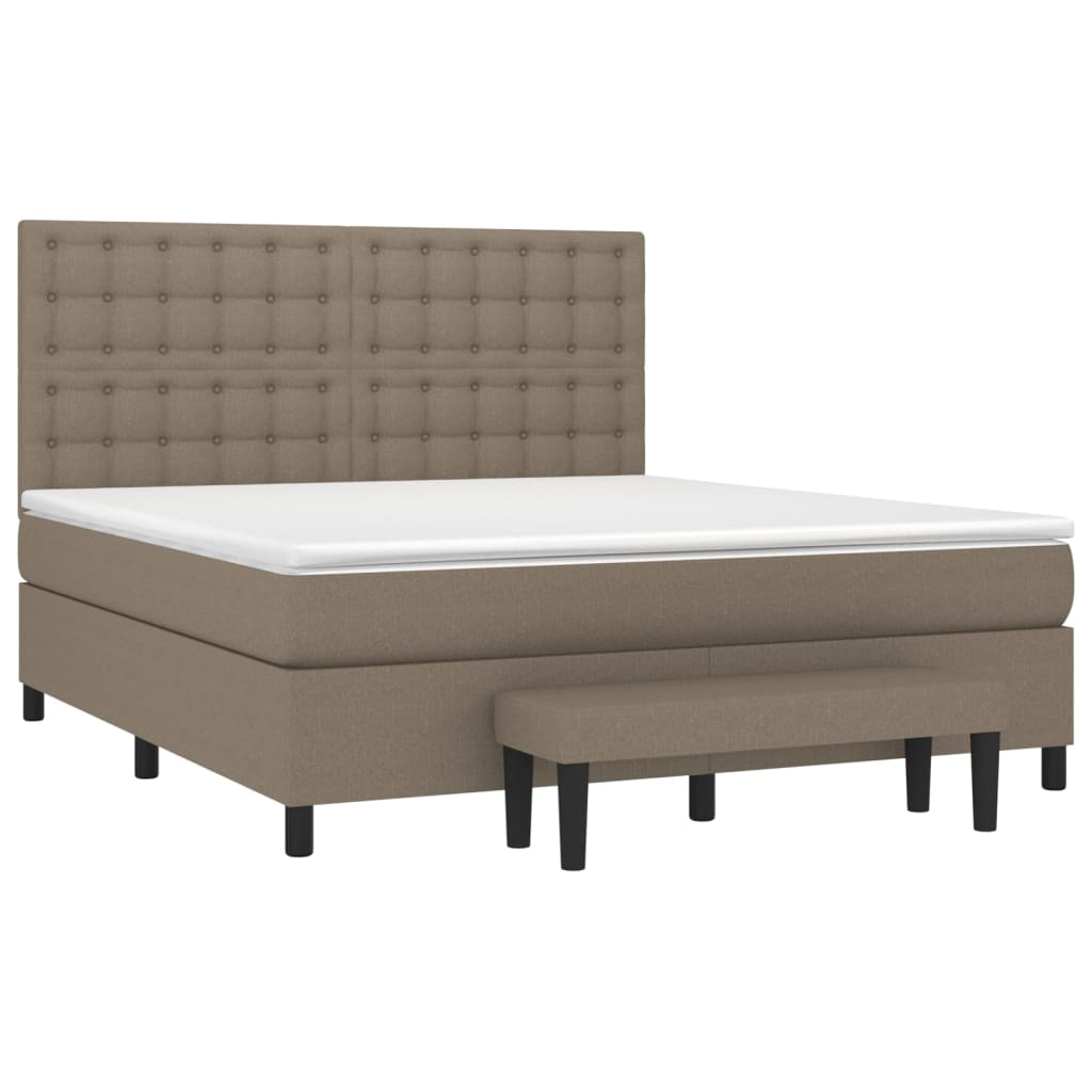 Sommier à lattes de lit avec matelas Taupe 160x200 cm Tissu