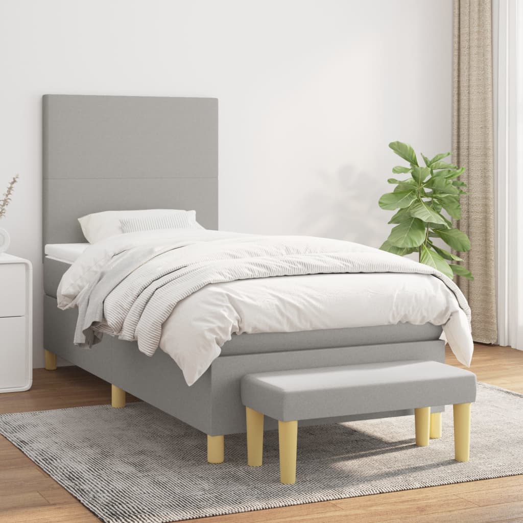 Sommier à lattes de lit avec matelas Gris clair 80x200 cm Tissu