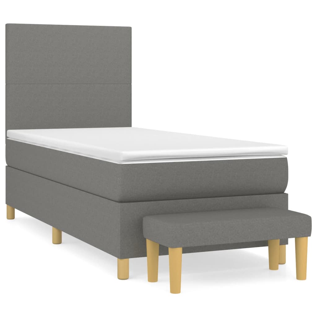 Sommier à lattes de lit avec matelas Gris foncé 80x200 cm Tissu