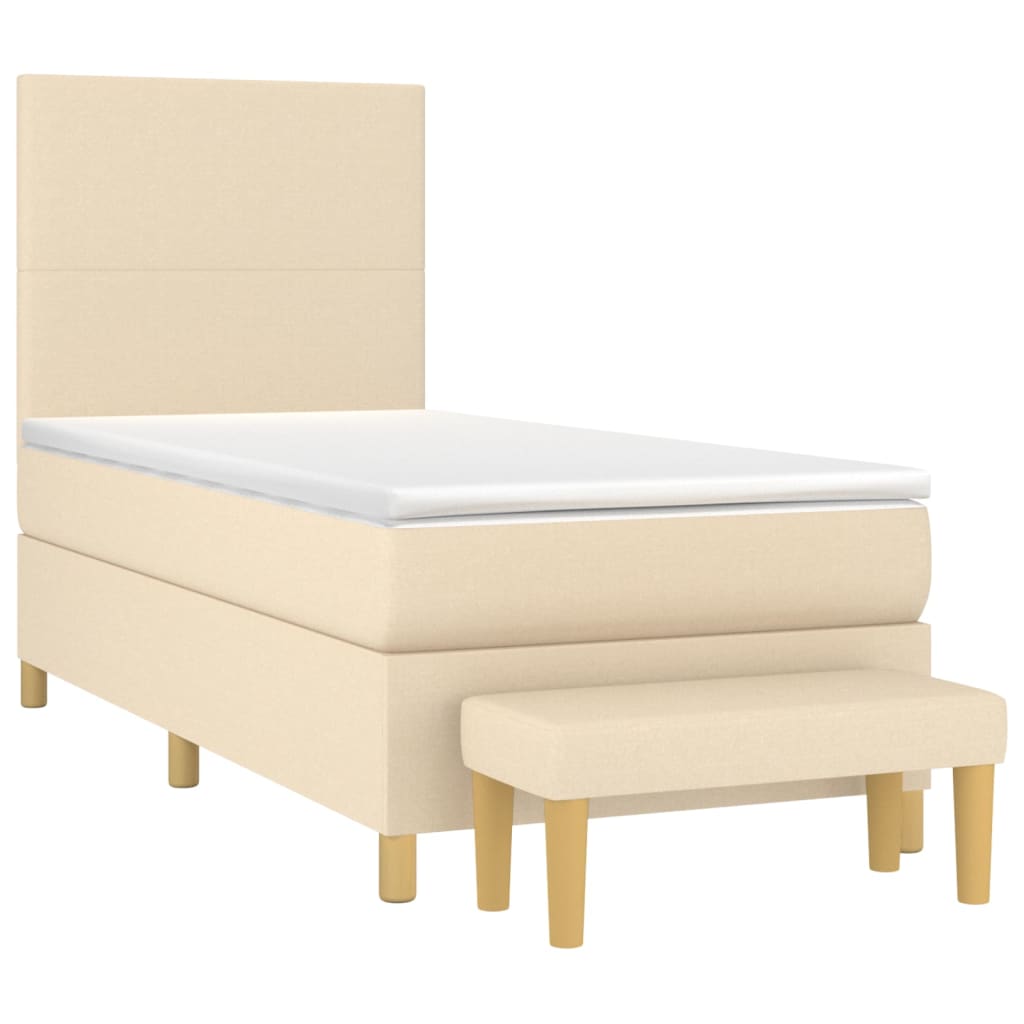 Sommier à lattes de lit avec matelas Crème 90x200 cm Tissu