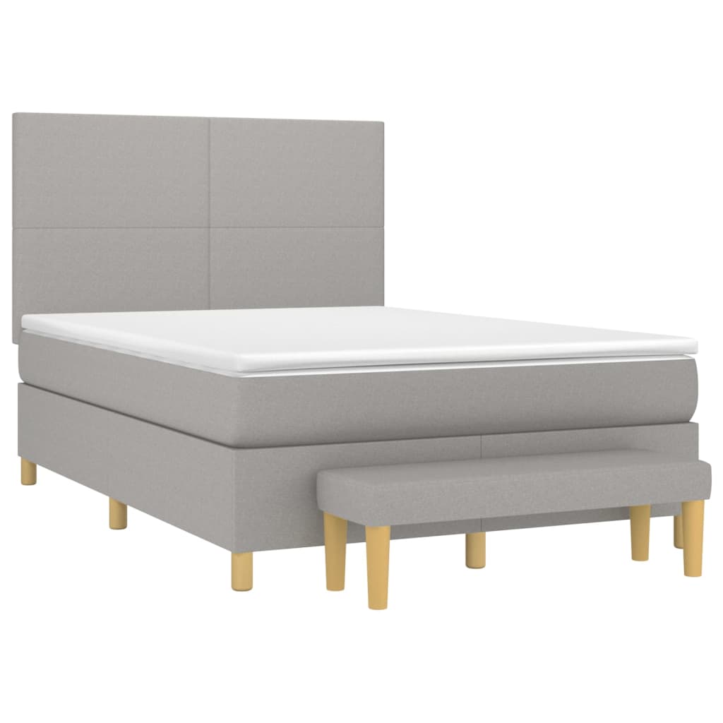 Sommier à lattes de lit avec matelas Gris clair 140x200cm Tissu