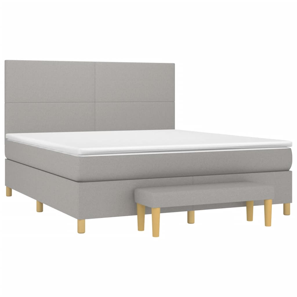 Sommier à lattes de lit avec matelas Gris clair 160x200cm Tissu