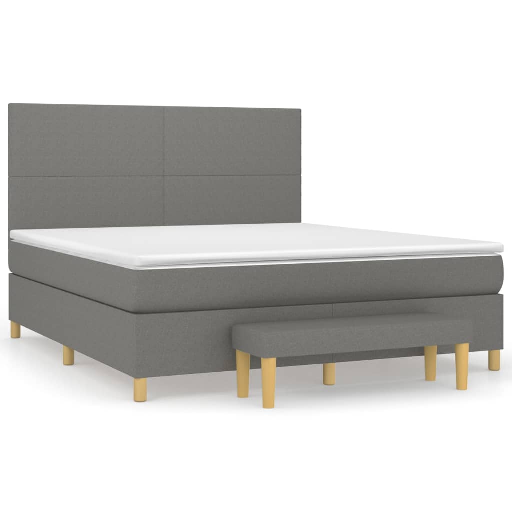 Sommier à lattes de lit avec matelas Gris foncé 160x200cm Tissu