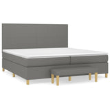 Sommier à lattes de lit avec matelas Gris foncé 200x200cm Tissu