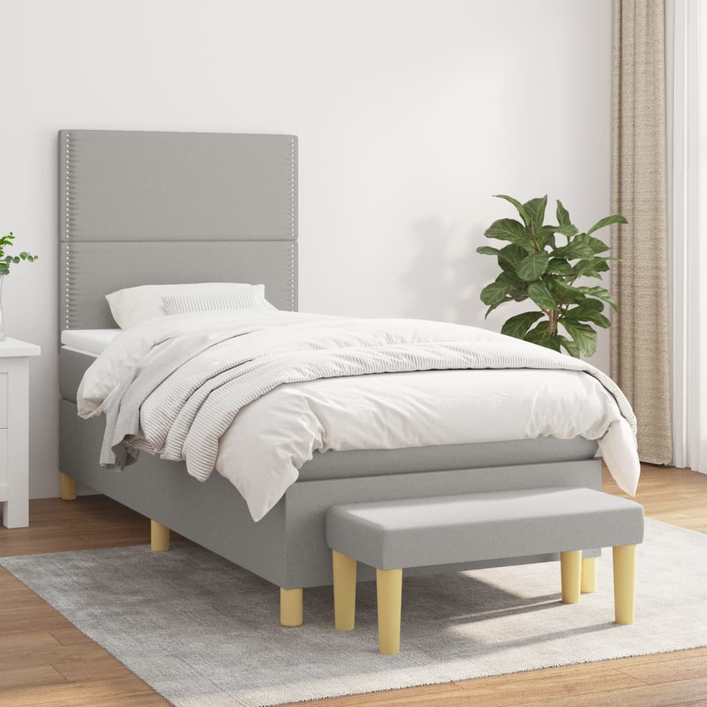 Sommier à lattes de lit avec matelas Gris clair 80x200 cm Tissu