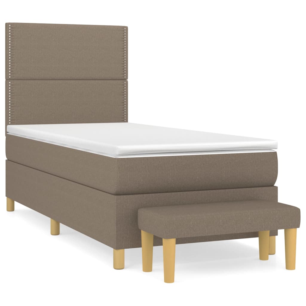 Sommier à lattes de lit avec matelas Taupe 90x190 cm Tissu