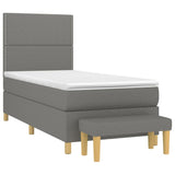 Sommier à lattes de lit avec matelas Gris foncé 90x200 cm Tissu