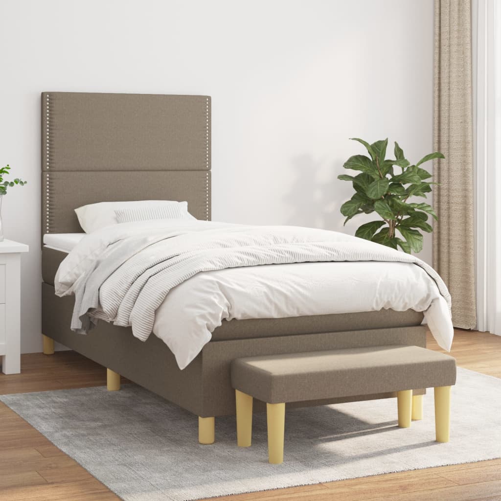 Sommier à lattes de lit avec matelas Taupe 90x200 cm Tissu