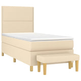 Sommier à lattes de lit avec matelas Crème 90x200 cm Tissu