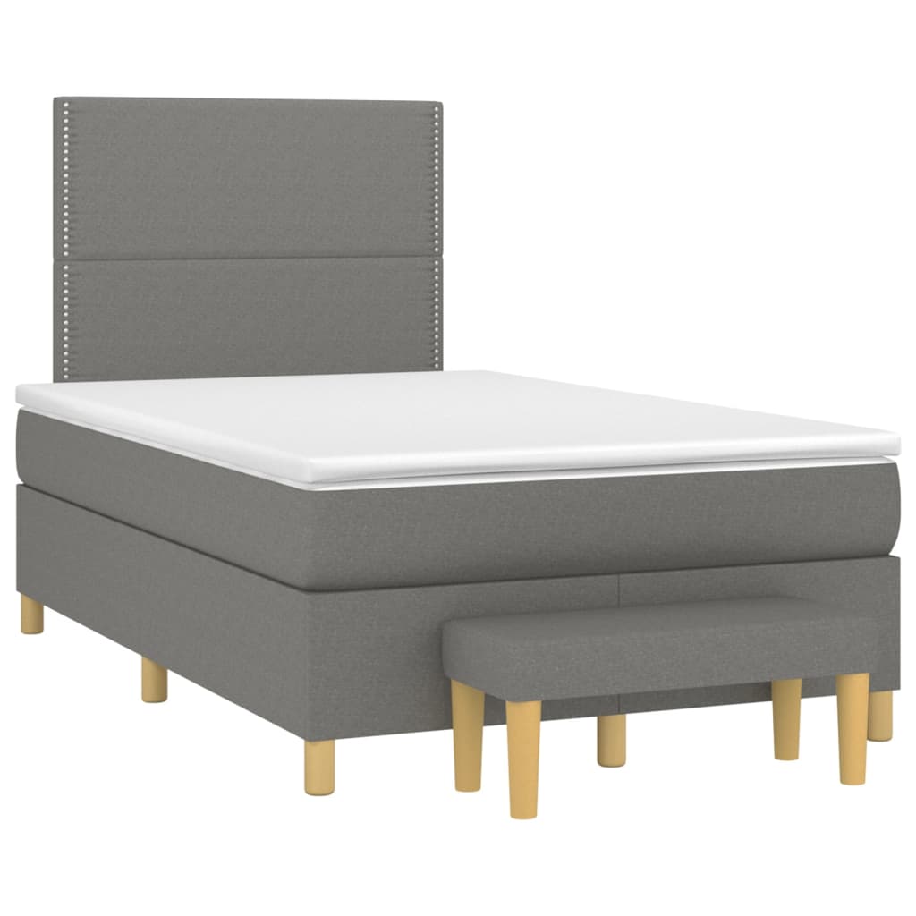 Sommier à lattes de lit avec matelas Gris foncé 120x200cm Tissu