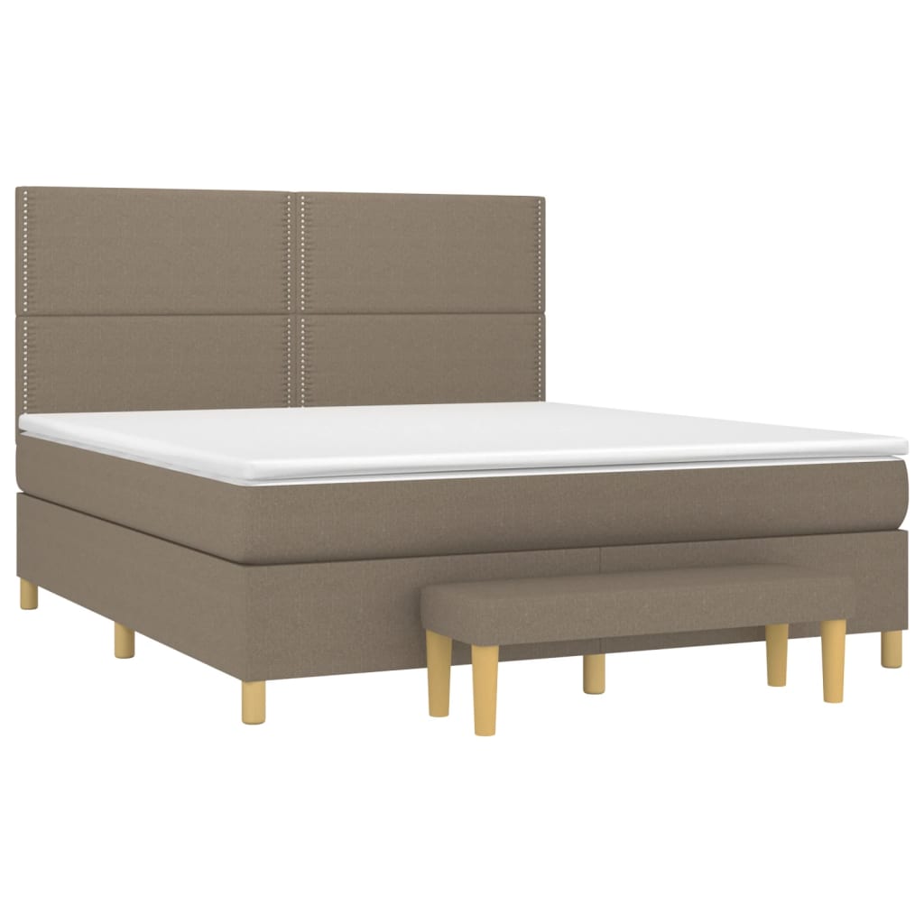 Sommier à lattes de lit avec matelas Taupe 160x200 cm Tissu