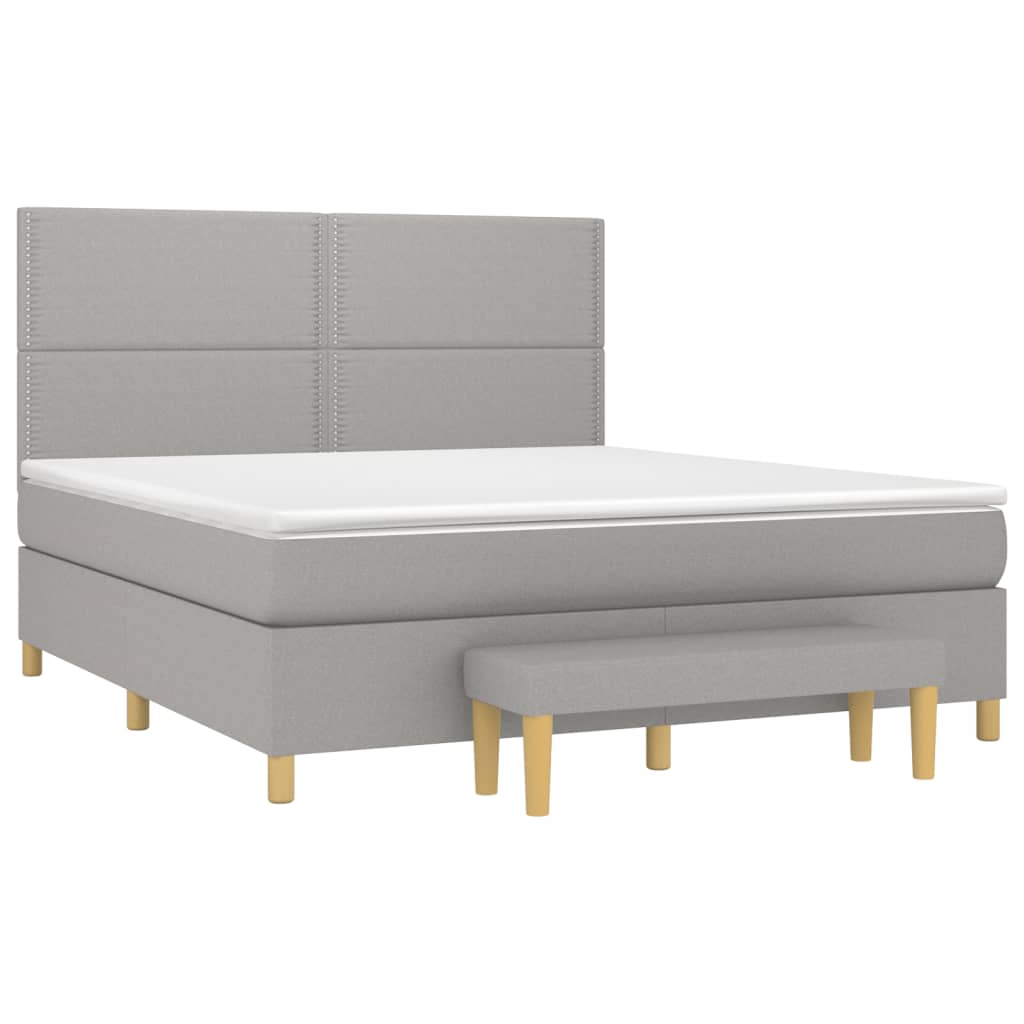 Sommier à lattes de lit avec matelas Gris clair 180x200cm Tissu