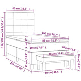 Sommier à lattes de lit avec matelas Gris clair 80x200 cm Tissu