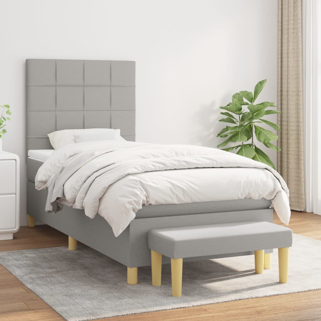 Sommier à lattes de lit avec matelas Gris clair 80x200 cm Tissu