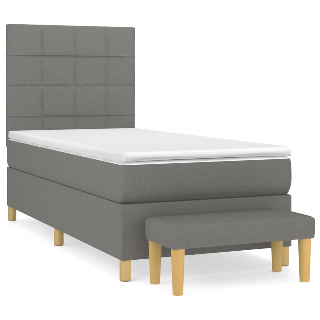 Sommier à lattes de lit avec matelas Gris foncé 90x200 cm Tissu