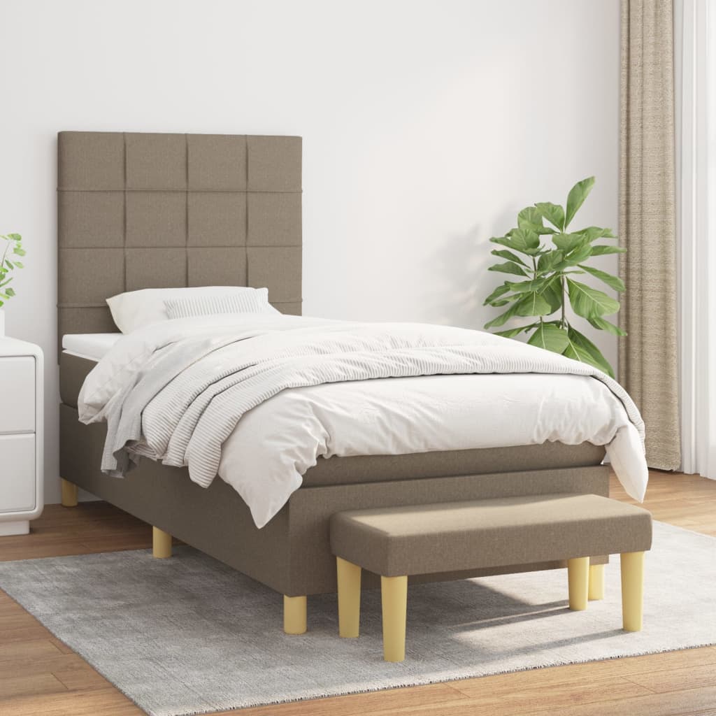 Sommier à lattes de lit avec matelas Taupe 90x200 cm Tissu