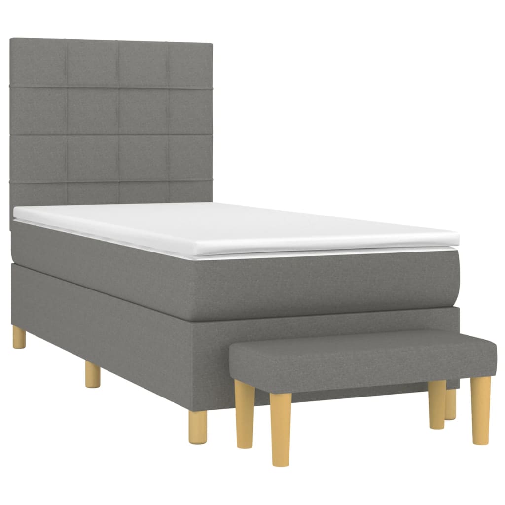 Sommier à lattes de lit avec matelas Gris foncé 100x200cm Tissu