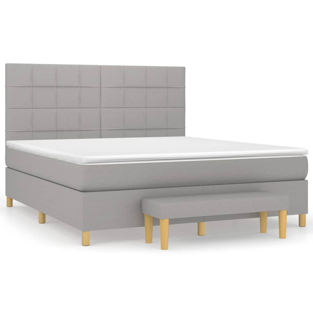 Sommier à lattes de lit avec matelas Gris clair 180x200cm Tissu