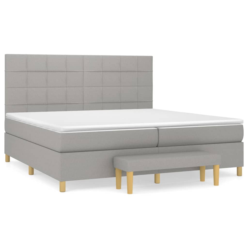 Sommier à lattes de lit avec matelas Gris clair 200x200cm Tissu