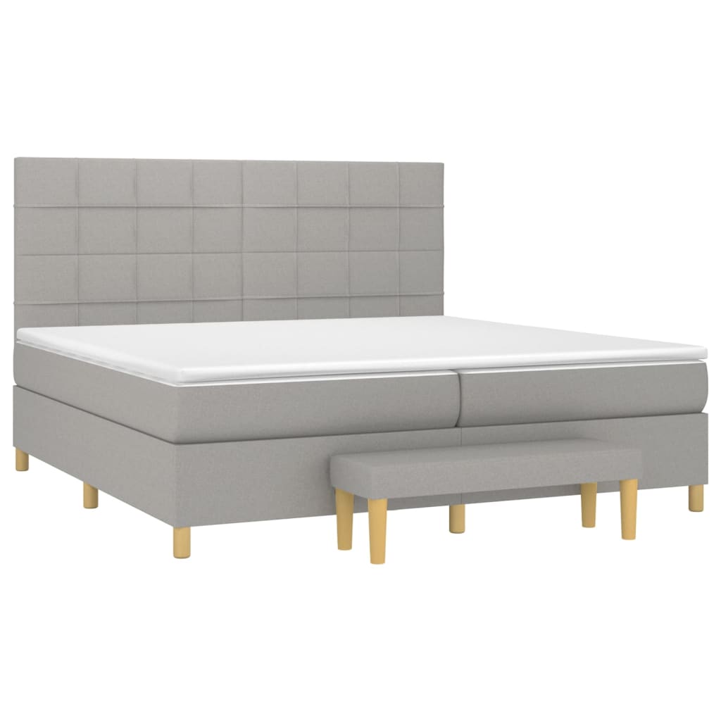 Sommier à lattes de lit avec matelas Gris clair 200x200cm Tissu