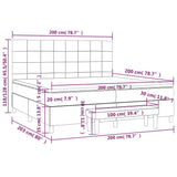 Sommier à lattes de lit avec matelas Gris clair 200x200cm Tissu