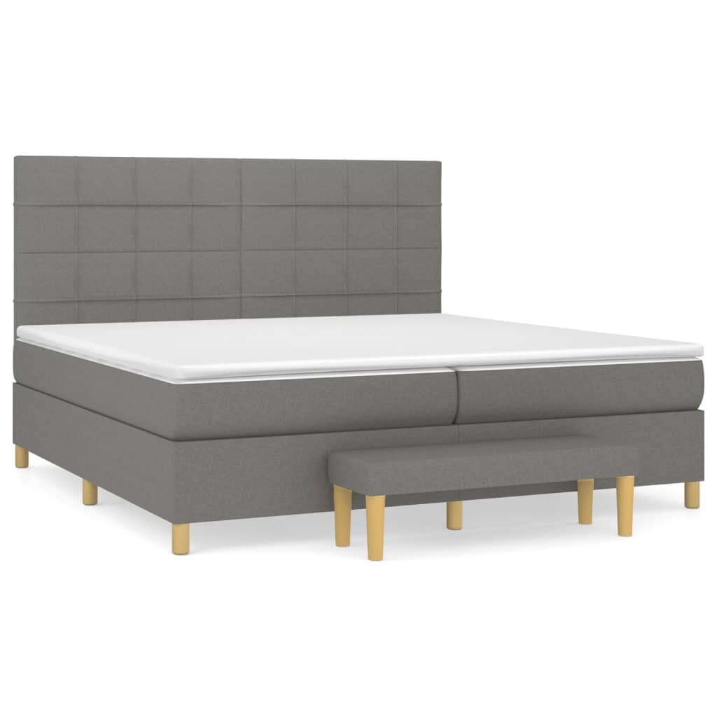 Sommier à lattes de lit avec matelas Gris foncé 200x200cm Tissu