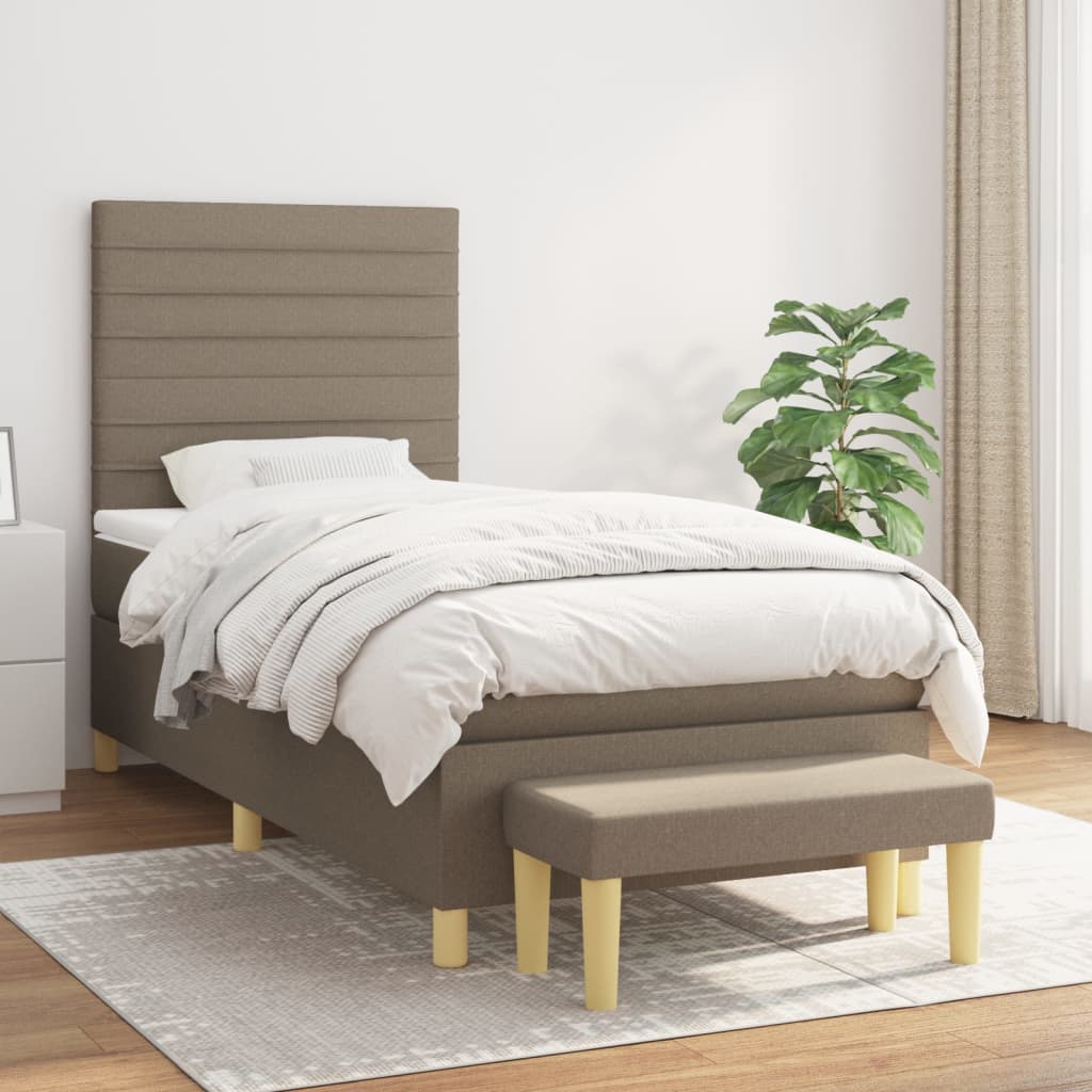 Sommier à lattes de lit avec matelas Taupe 90x190 cm Tissu