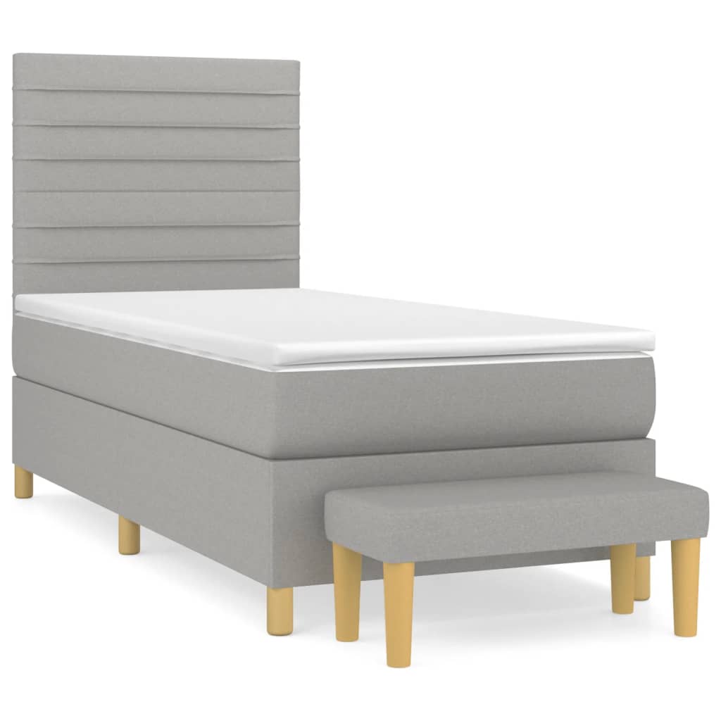 Sommier à lattes de lit avec matelas Gris clair 90x200 cm Tissu