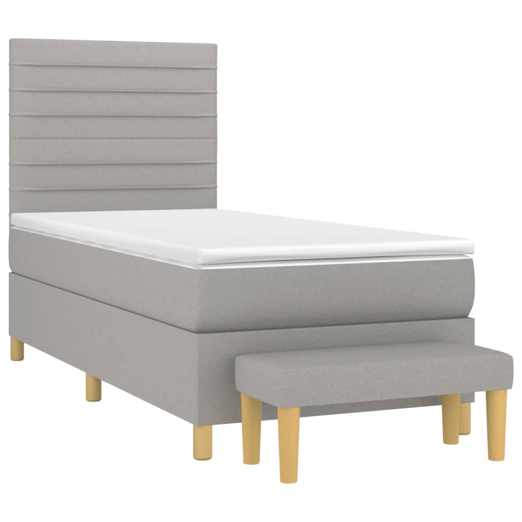 Sommier à lattes de lit avec matelas Gris clair 90x200 cm Tissu