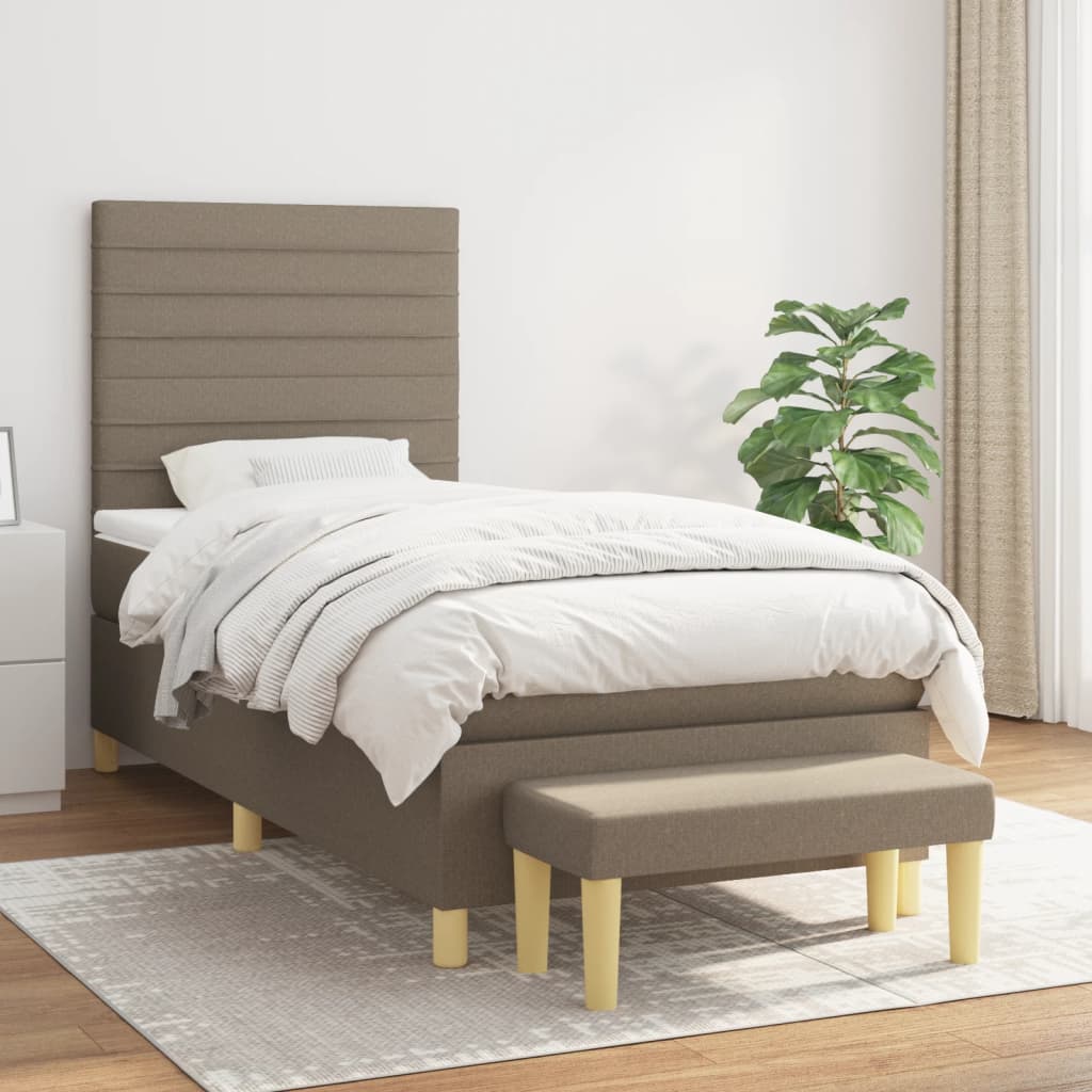 Sommier à lattes de lit avec matelas Taupe 90x200 cm Tissu