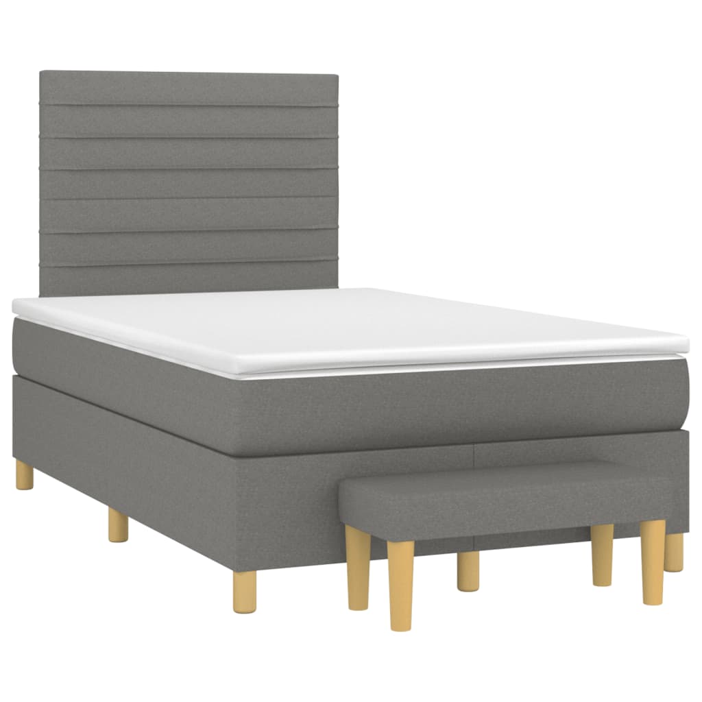 Sommier à lattes de lit avec matelas Gris foncé 120x200cm Tissu