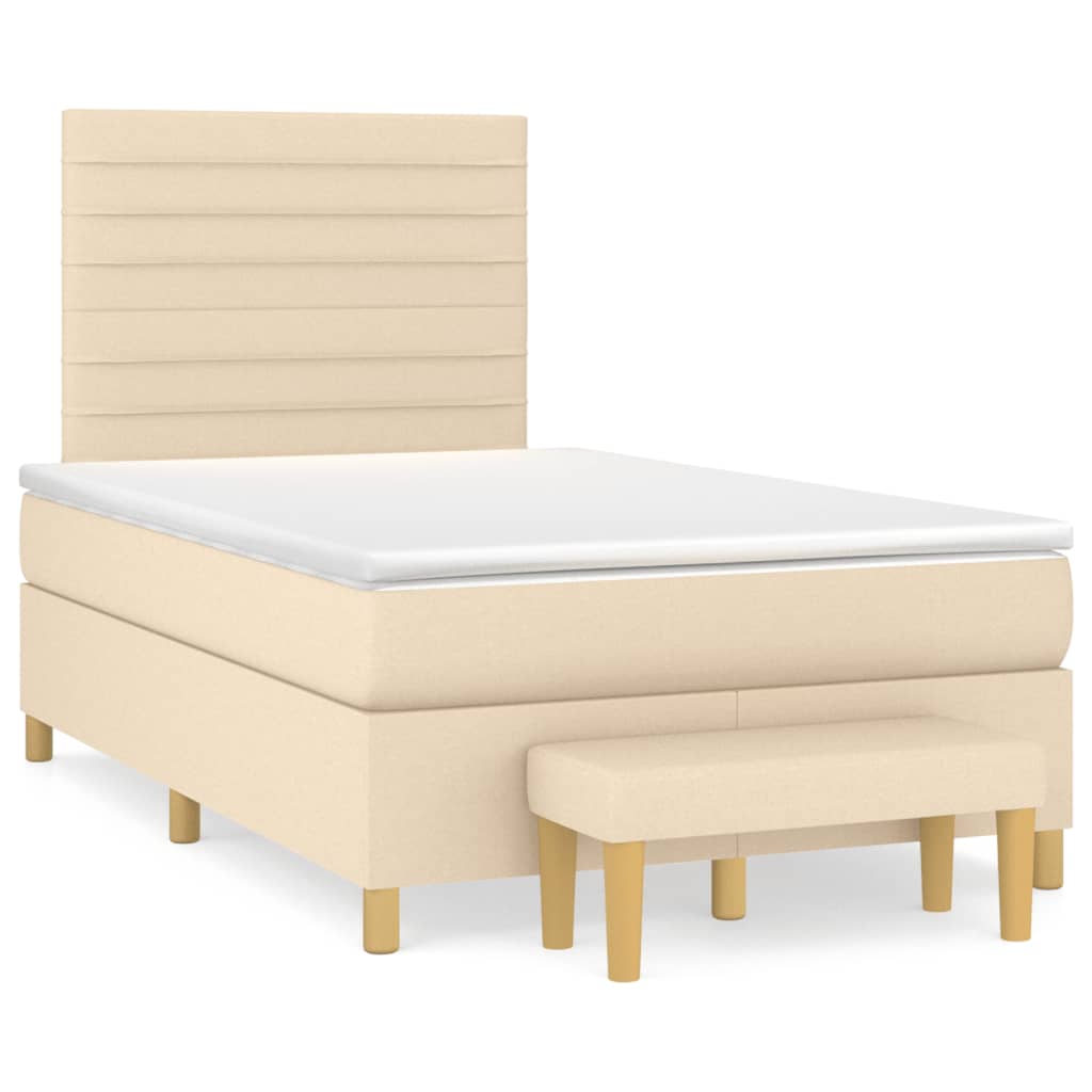 Sommier à lattes de lit avec matelas Crème 120x200 cm Tissu