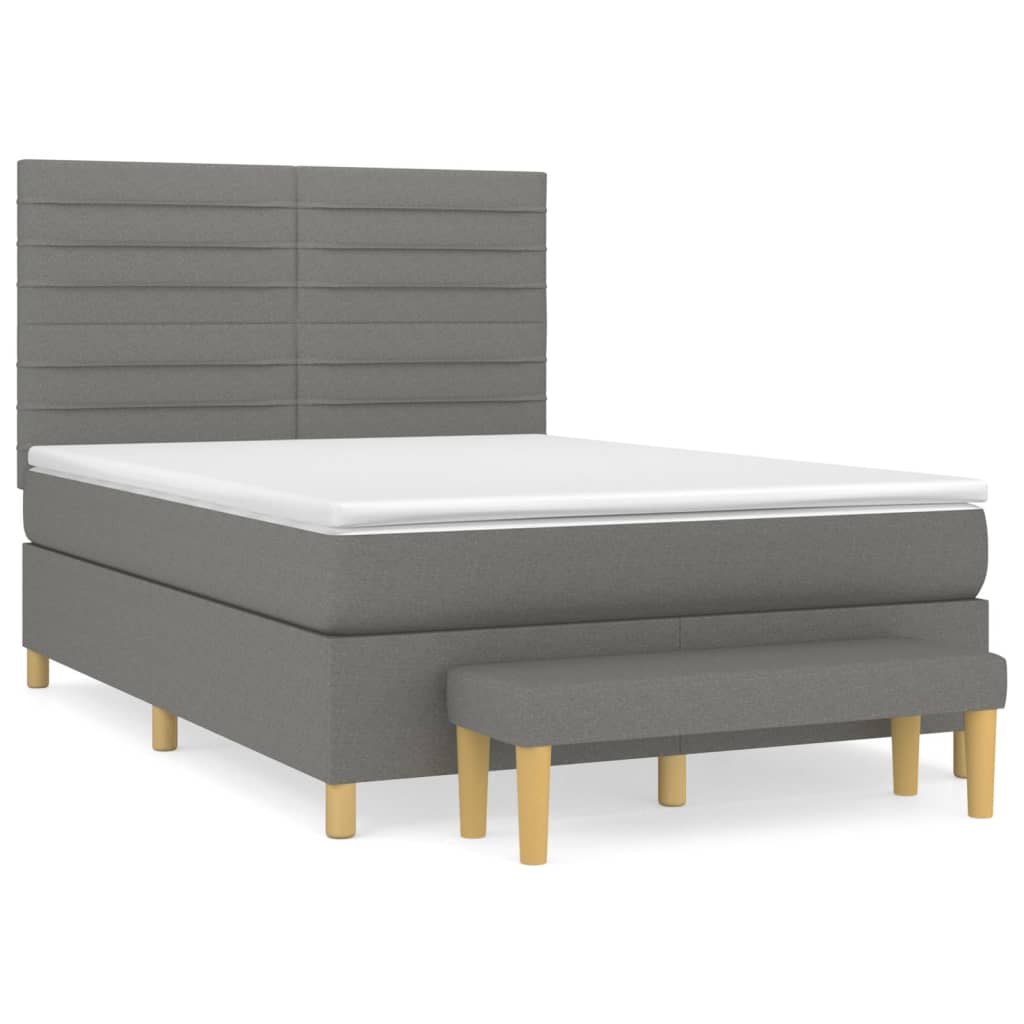 Sommier à lattes de lit avec matelas Gris foncé 140x200cm Tissu