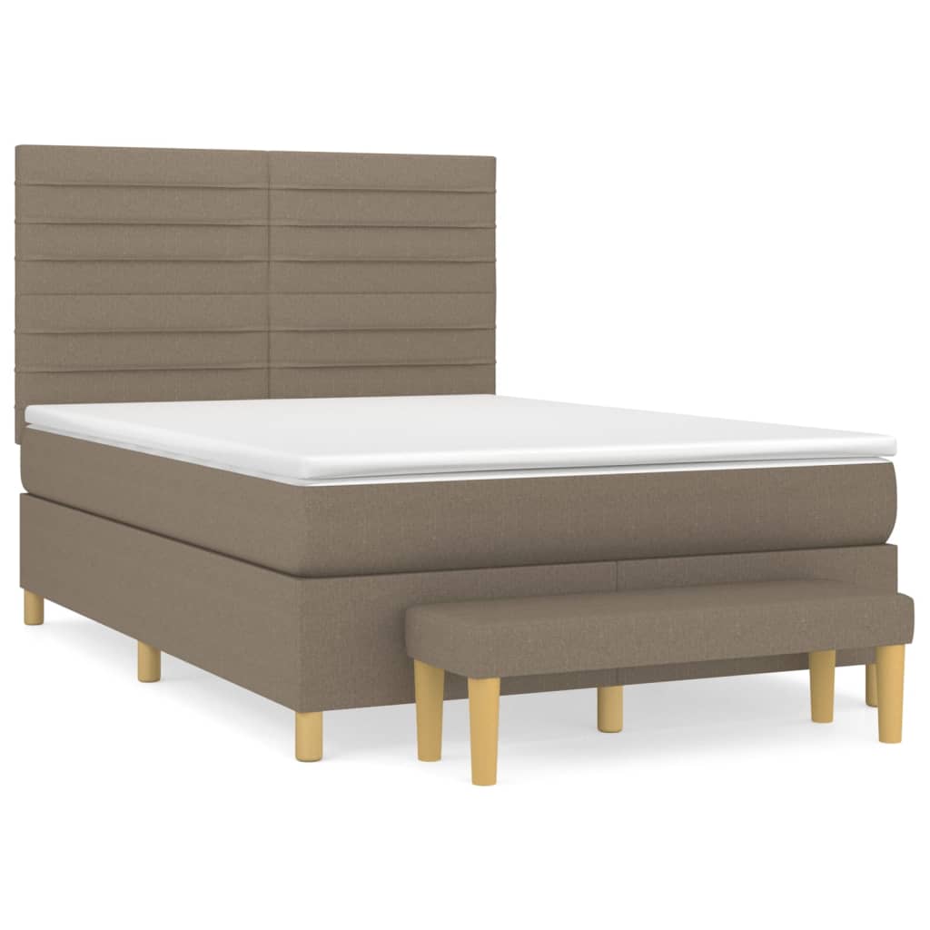 Sommier à lattes de lit avec matelas Taupe 140x200 cm Tissu