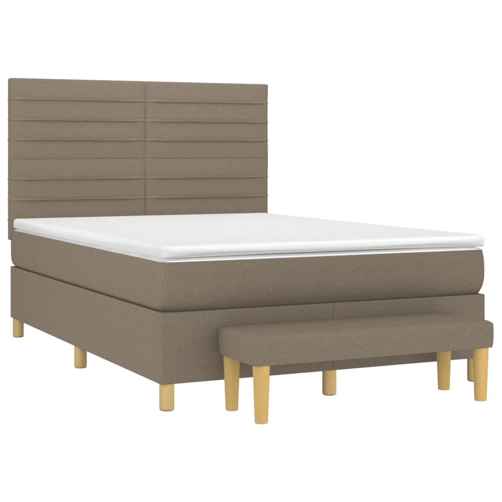 Sommier à lattes de lit avec matelas Taupe 140x200 cm Tissu