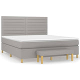 Sommier à lattes de lit avec matelas Gris clair 160x200cm Tissu