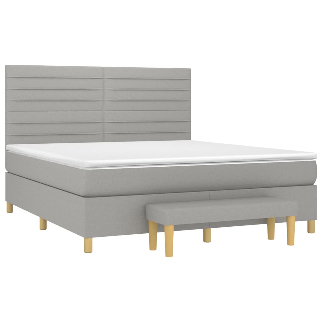 Sommier à lattes de lit avec matelas Gris clair 160x200cm Tissu