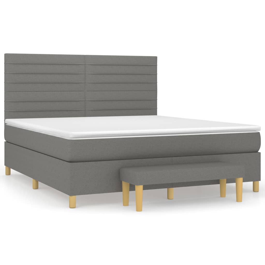 Sommier à lattes de lit avec matelas Gris foncé 160x200cm Tissu