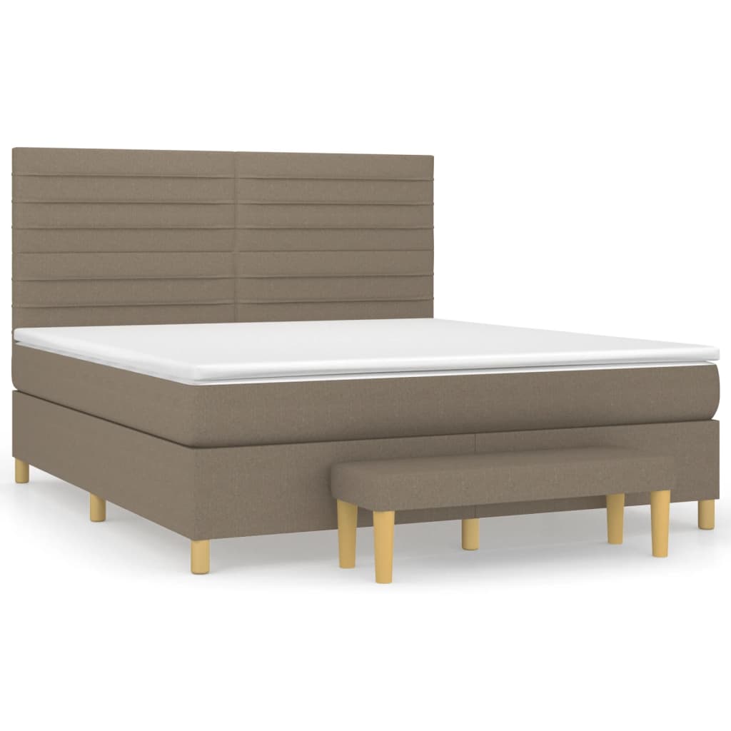 Sommier à lattes de lit avec matelas Taupe 160x200 cm Tissu