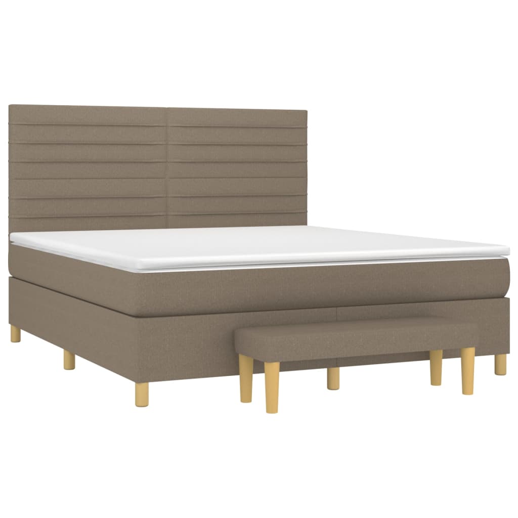 Sommier à lattes de lit avec matelas Taupe 160x200 cm Tissu