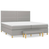 Sommier à lattes de lit avec matelas Gris clair 200x200cm Tissu