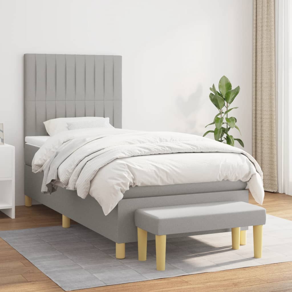 Sommier à lattes de lit avec matelas Gris clair 80x200 cm Tissu