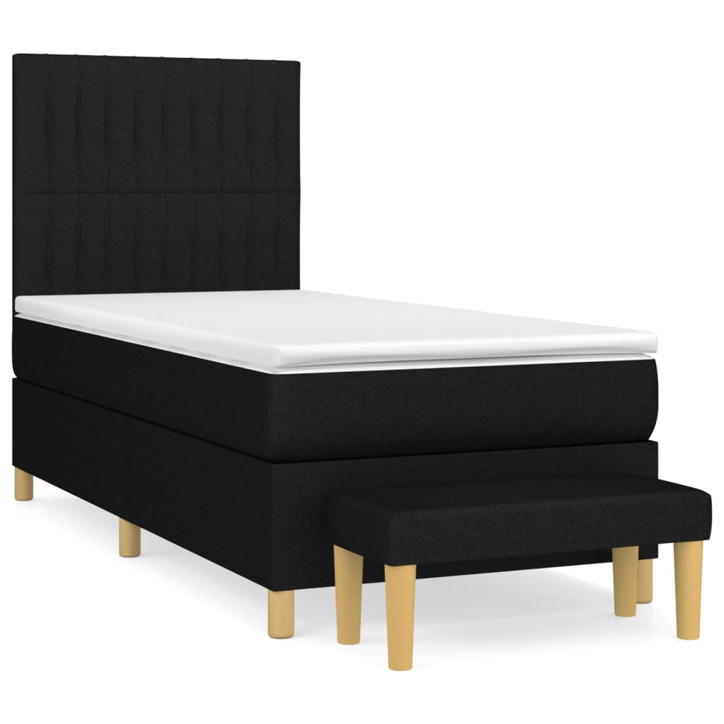 Sommier à lattes de lit avec matelas Noir 90x200 cm Tissu